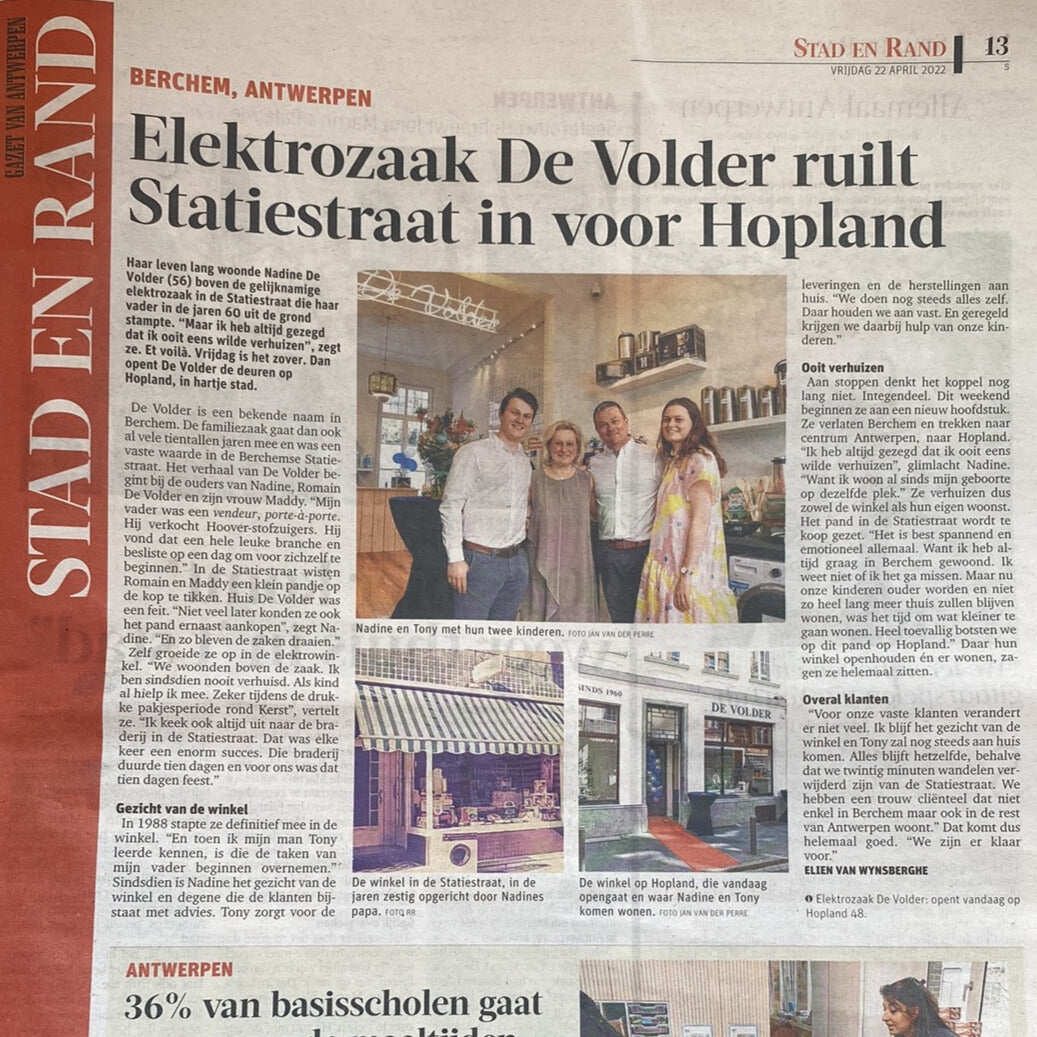 Elektro De Volder Berchem verhuisd, nu in Hopland